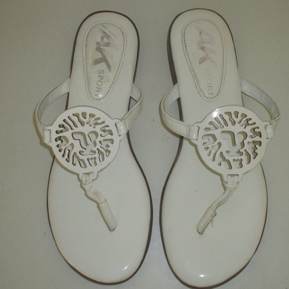 Anne Klein AK Sport Womens White Laser-cut Flip Flop Sandal - Size 9.5M - Picture 1 of 6